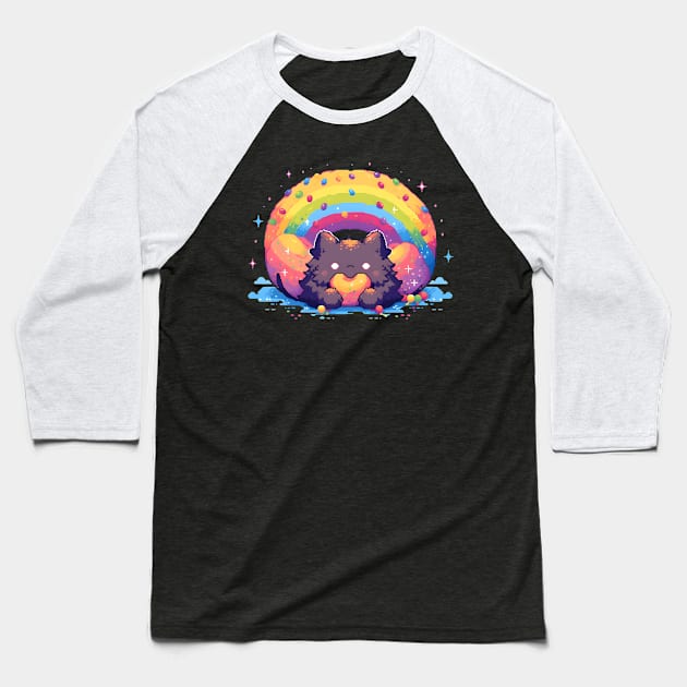 The Pride month Cat And Donut Kawaii Pixel Art Baseball T-Shirt by TheMystique
